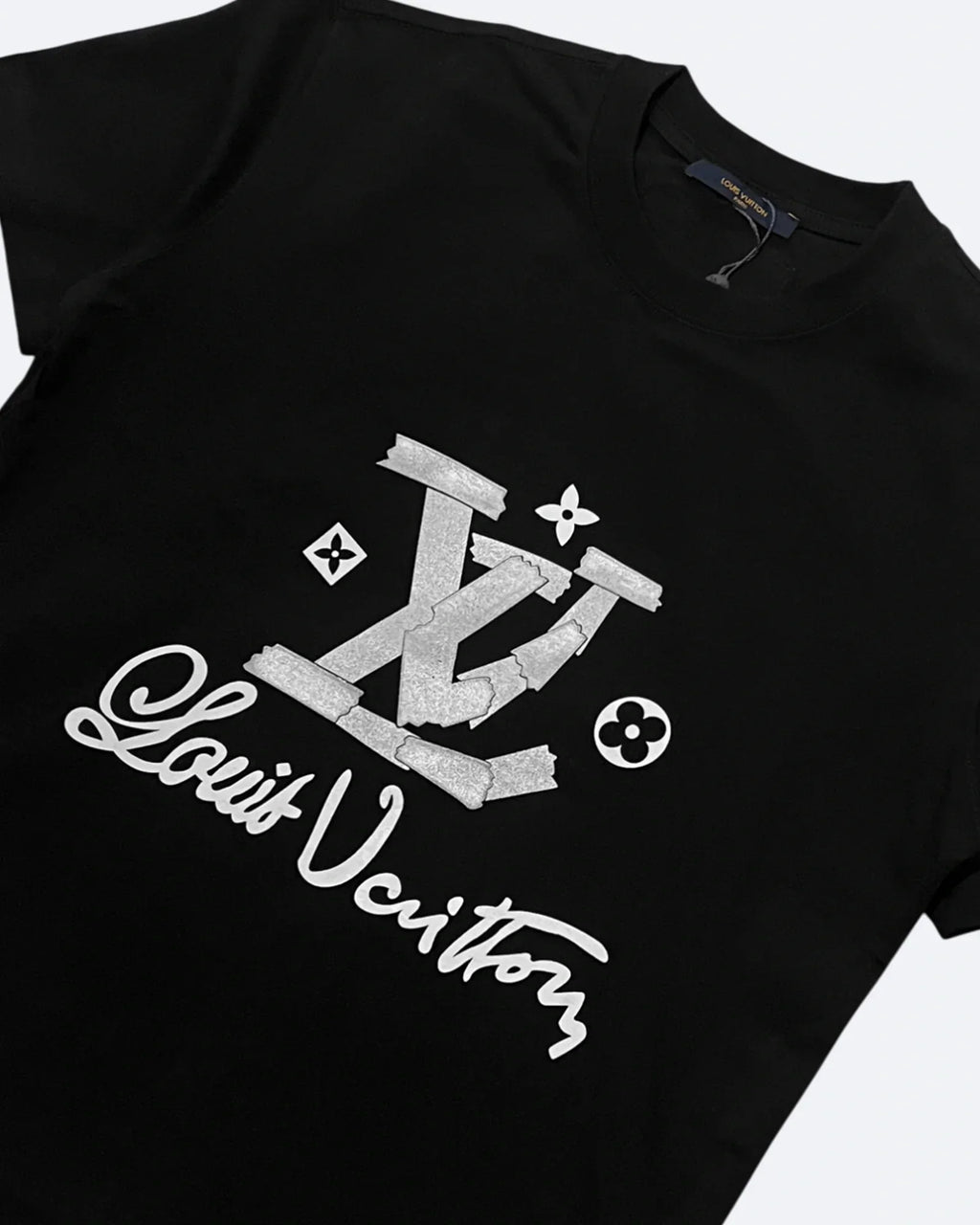 LVTN - Silver Tape Monogram T-Shirt - Black