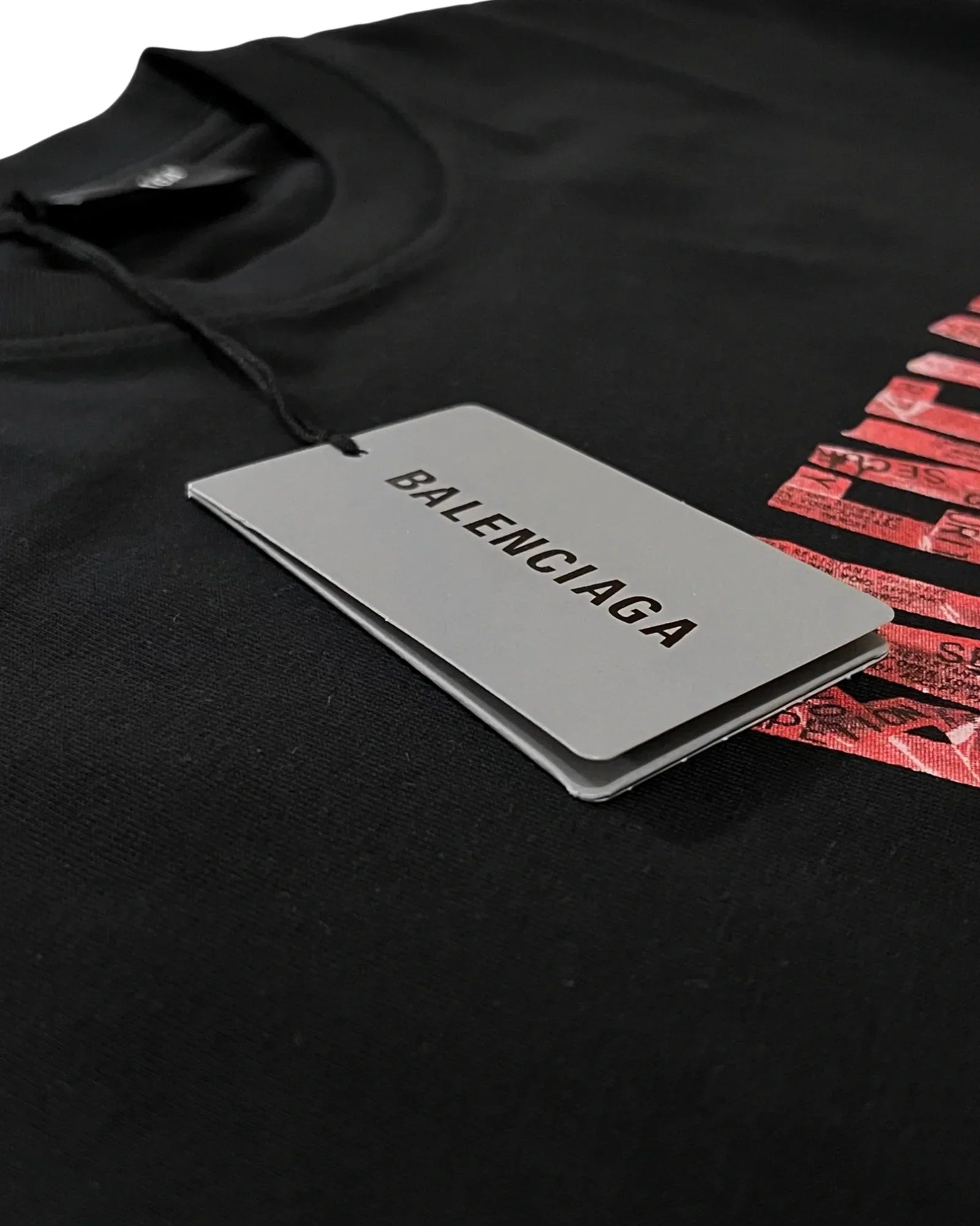 Balenciaga - Red Caution Tape T-Shirt - Black