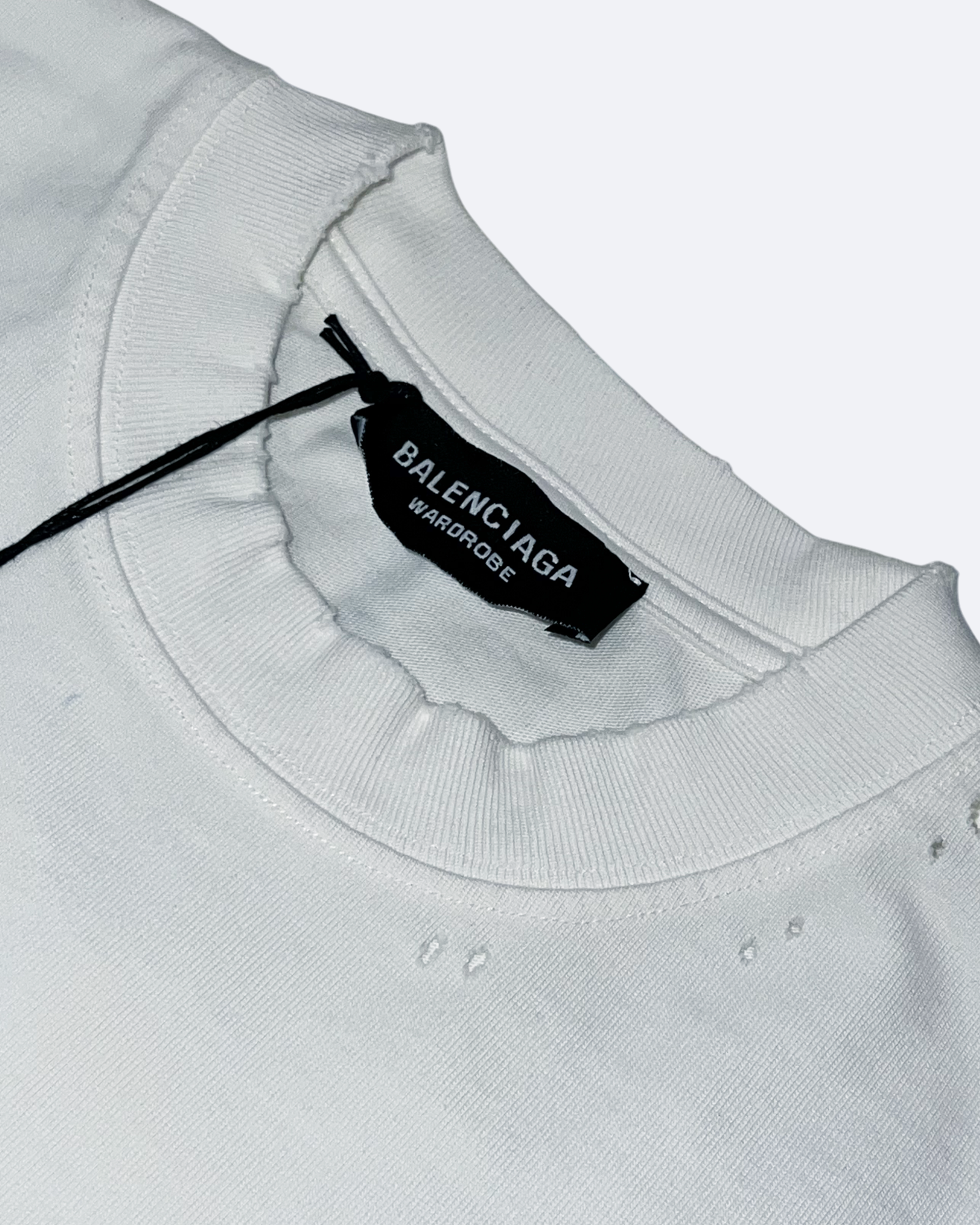 Balenciaga - Yellow Tape Distressed T-Shirt - White