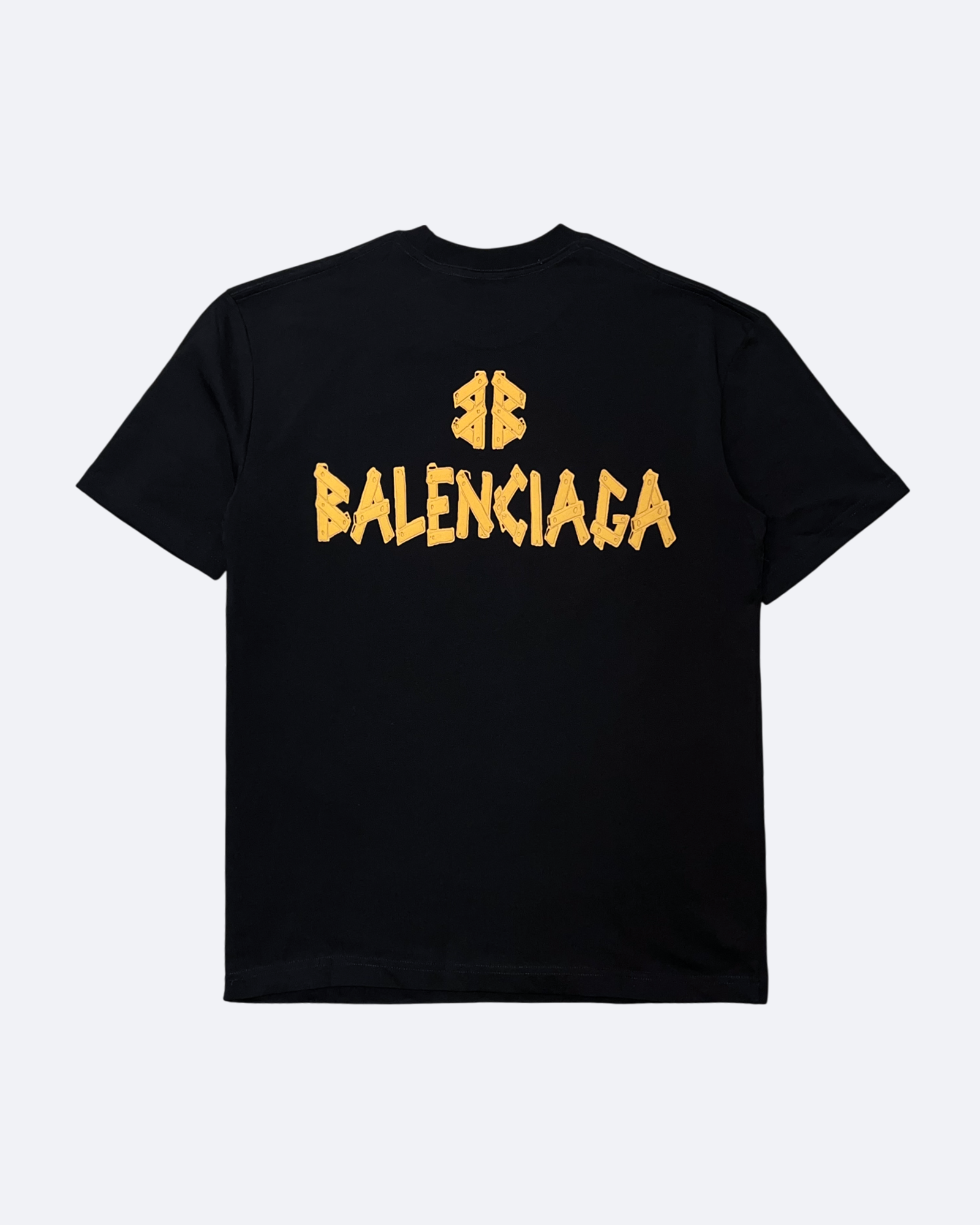 Balenciaga - Yellow Plank Logo T-Shirt - Black