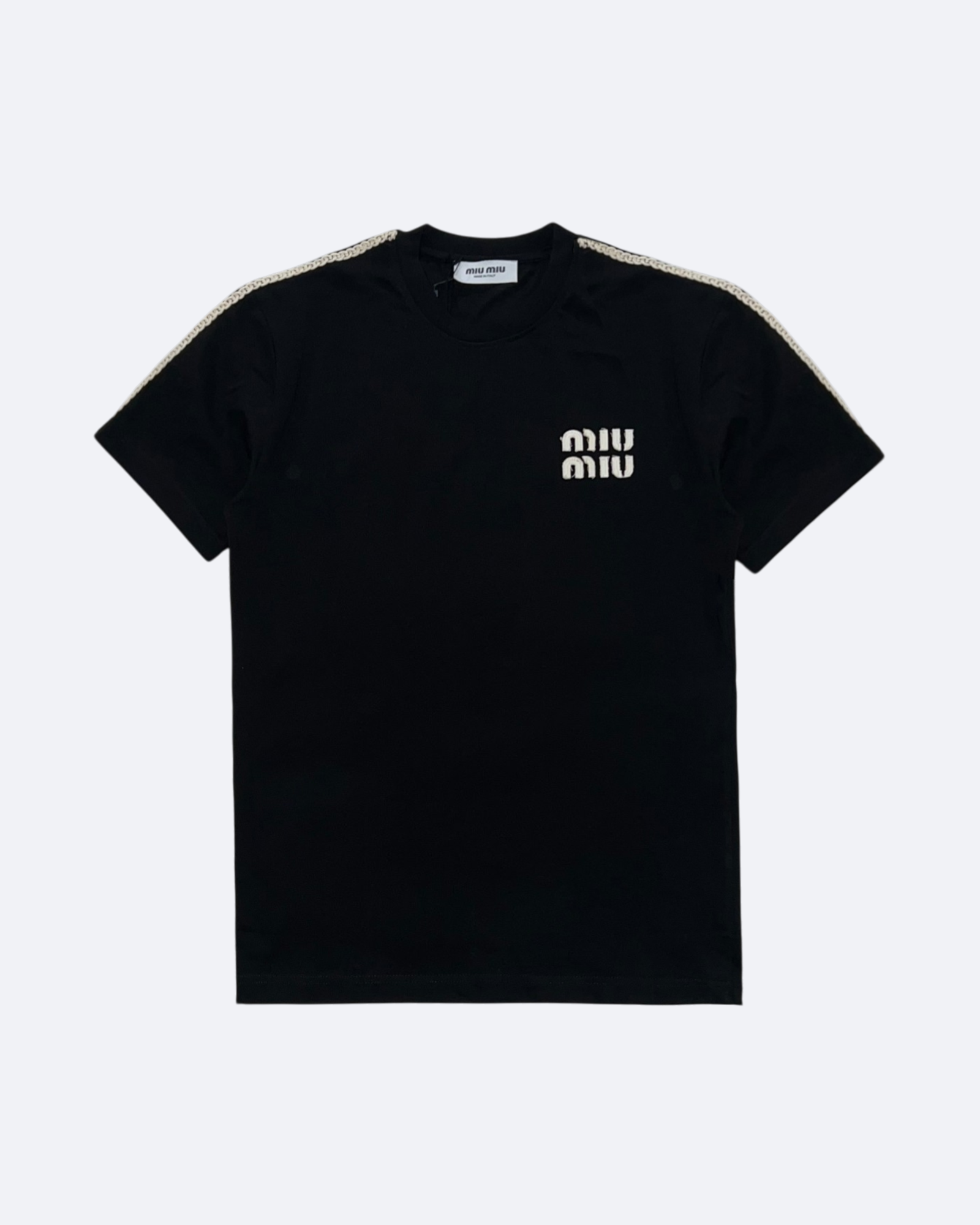 Miu Miu - Logo Stripe T-Shirt - Black