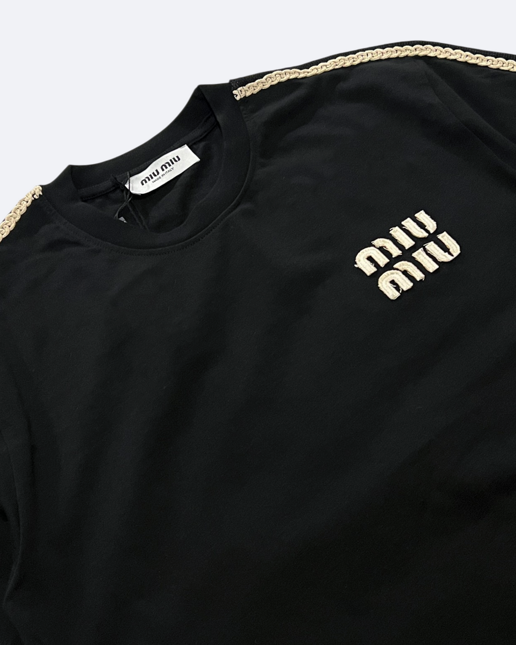 Miu Miu - Logo Stripe T-Shirt - Black