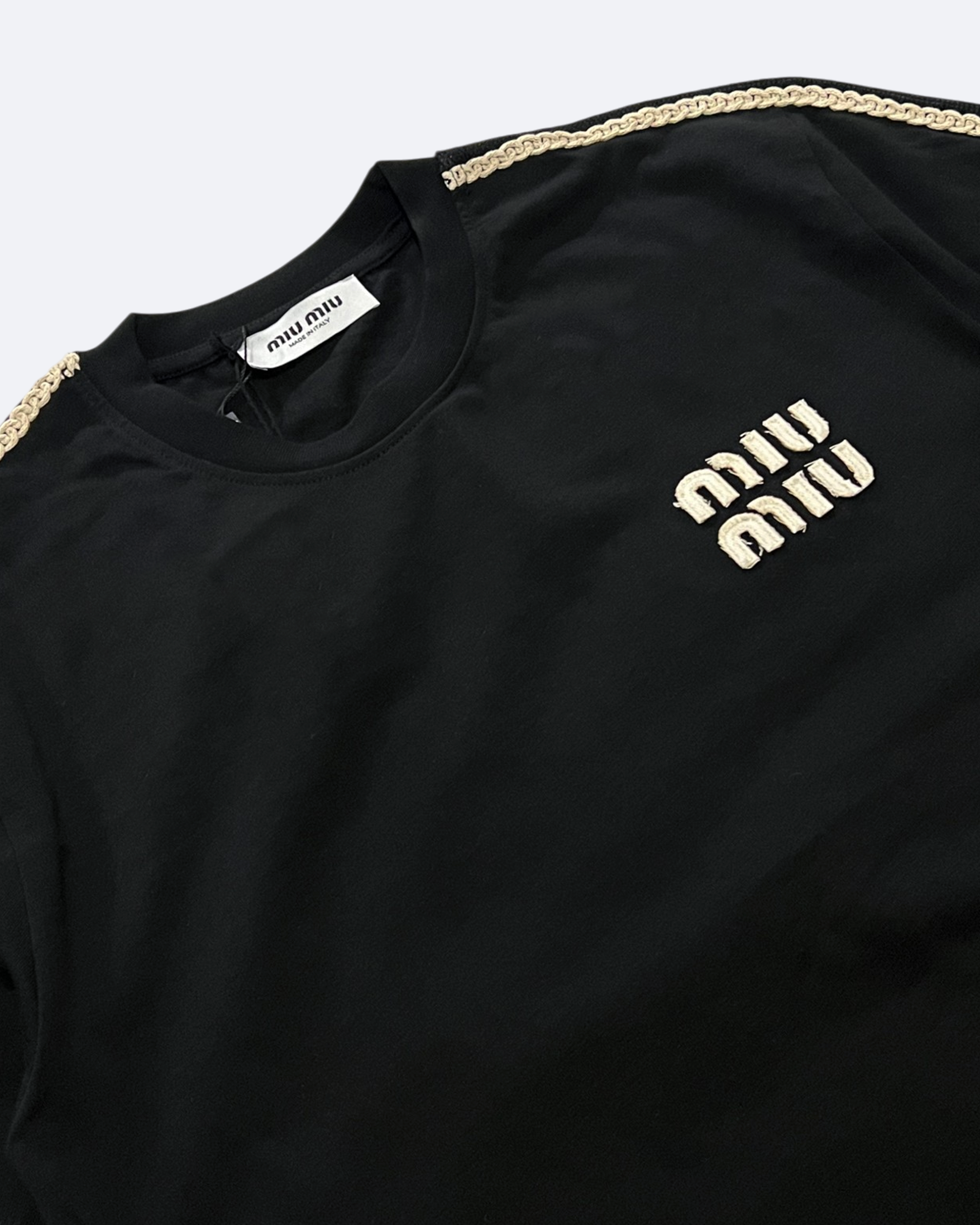 Miu Miu - Logo Stripe T-Shirt - Black
