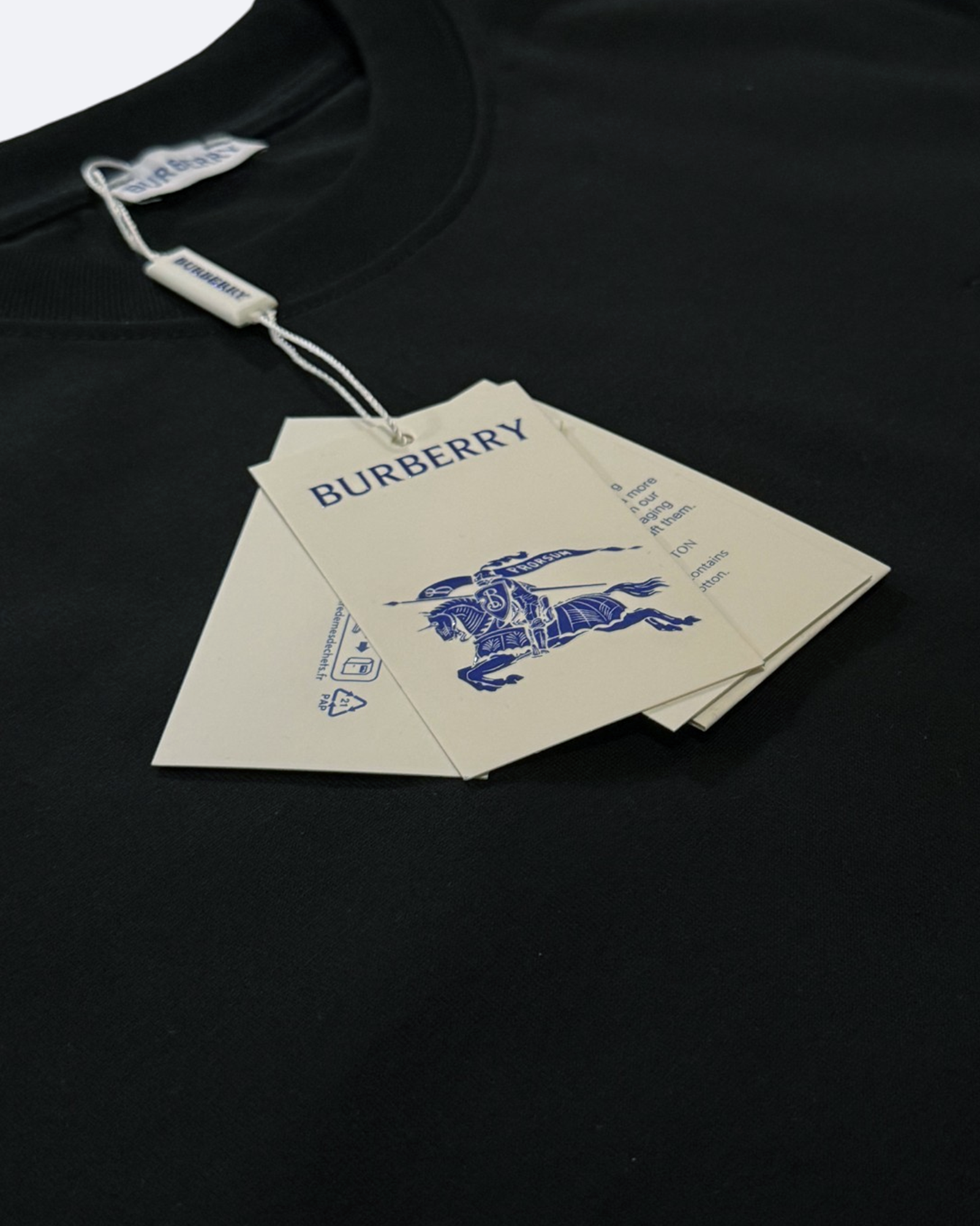 Burberry - Check Stripe Sleeve T-Shirt - Black