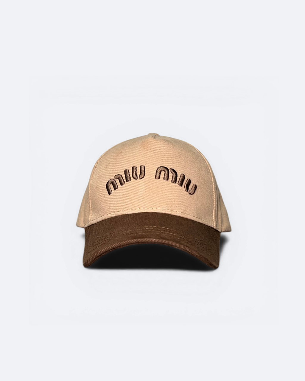 Miu Miu - Horizontal Logo Embroidery Cap - Beige/Brown