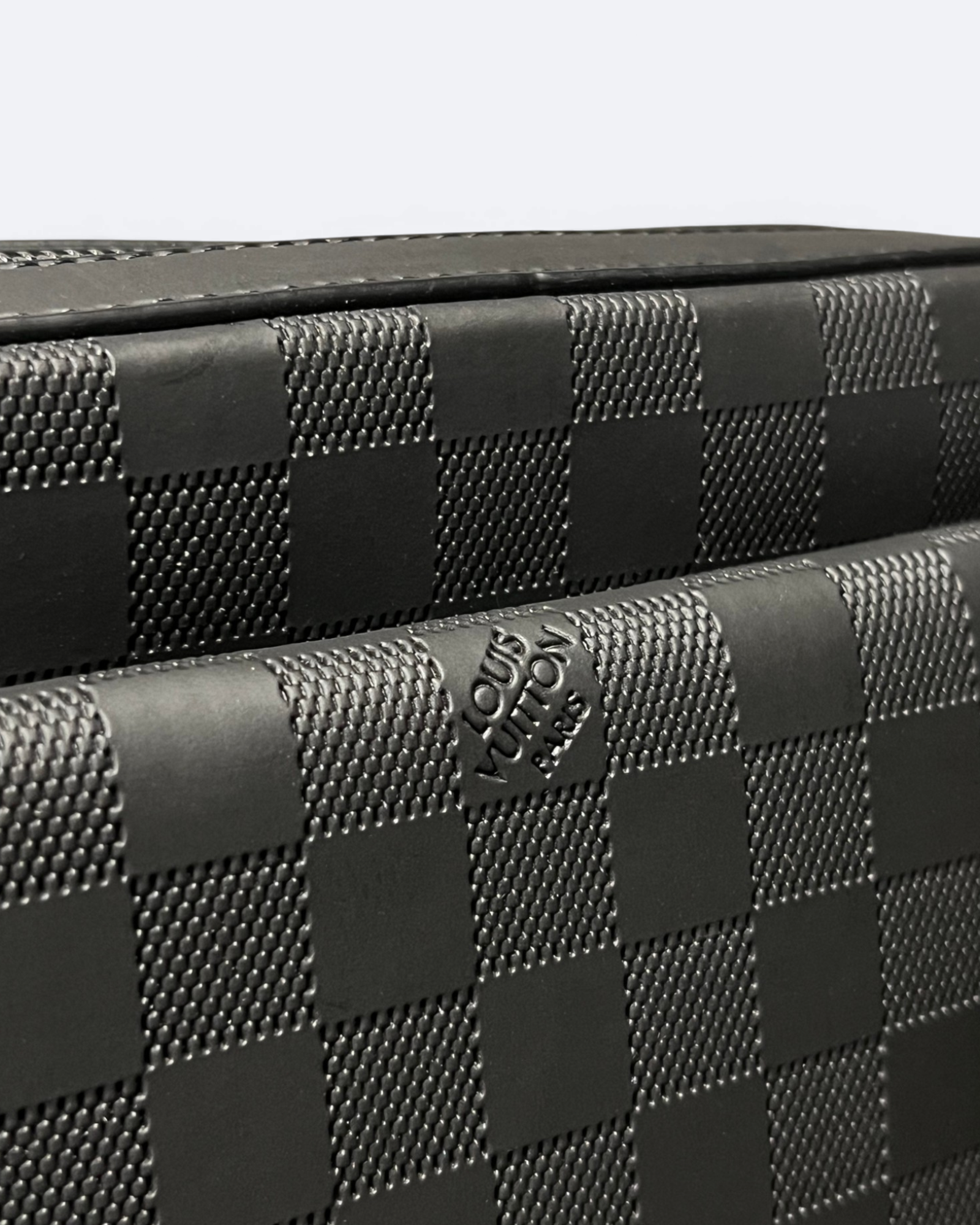 LVTN - Damier Embossed Mini Messenger Bag - Black