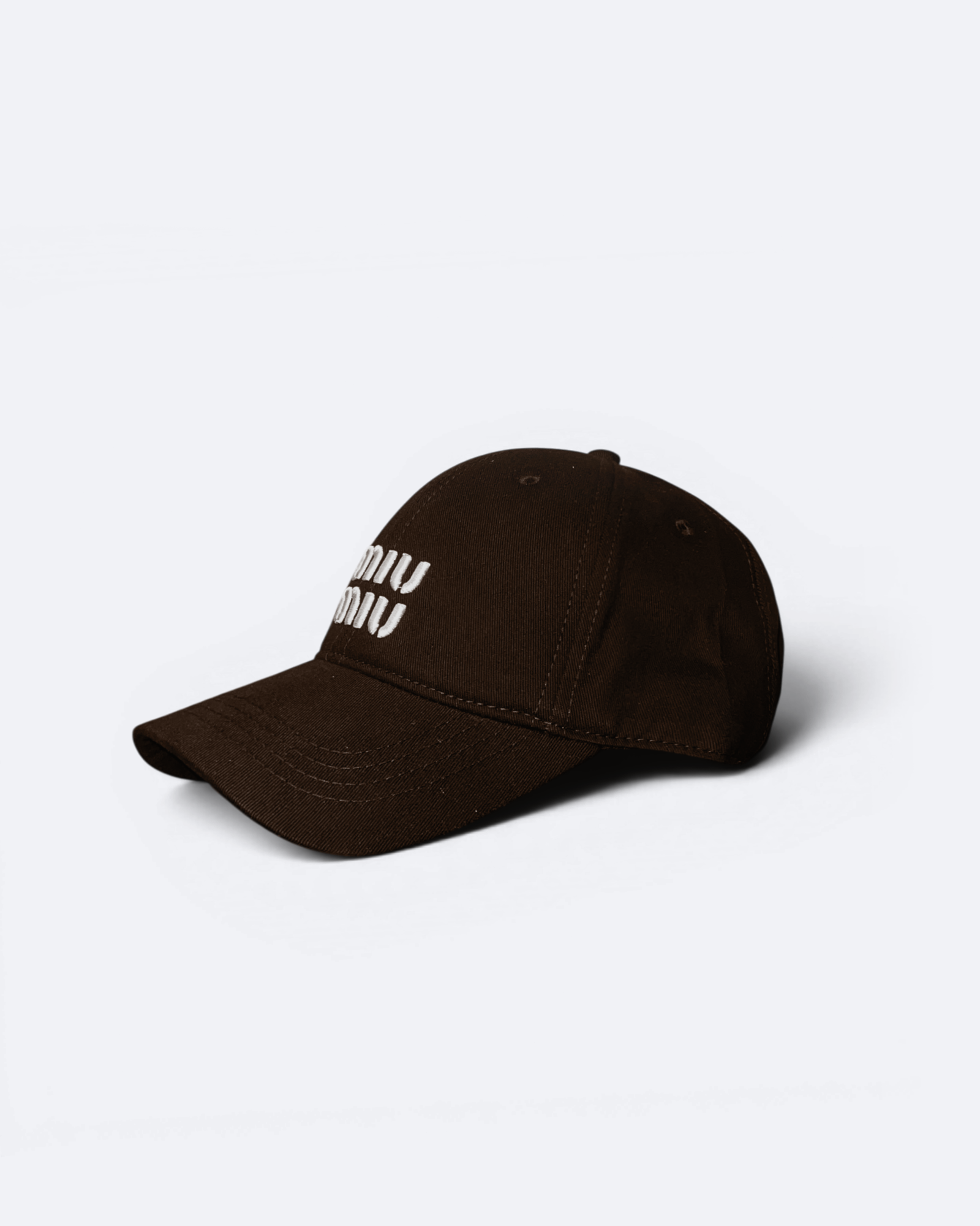 Miu Miu - White Logo Embroidery Cap - Dark Brown