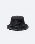 Miu Miu - Distressed Denim Bucket Hat - Black