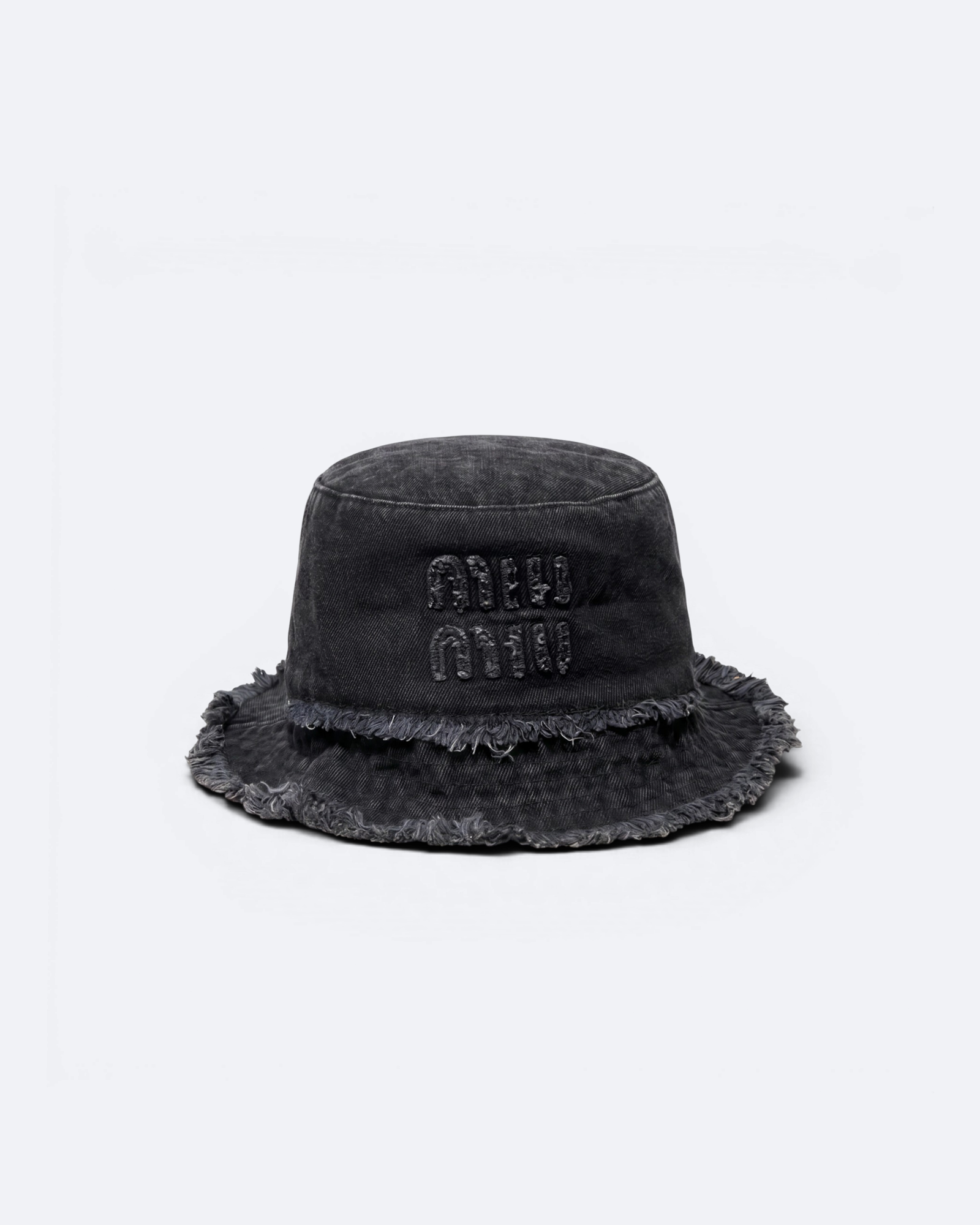 Miu Miu - Distressed Denim Bucket Hat - Black