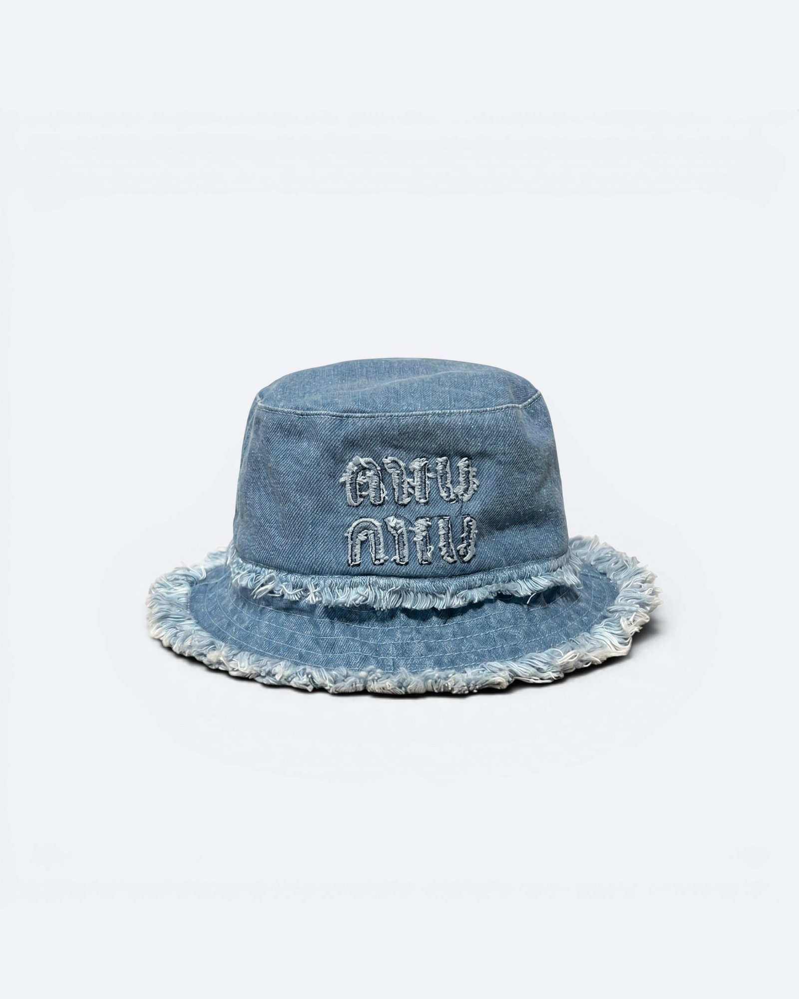 Miu Miu - Distressed Denim Bucket Hat - Light Blue