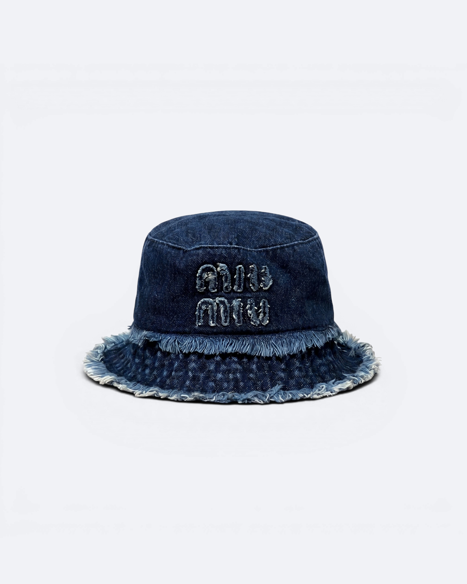 Miu Miu - Distressed Denim Bucket Hat - Dark Blue