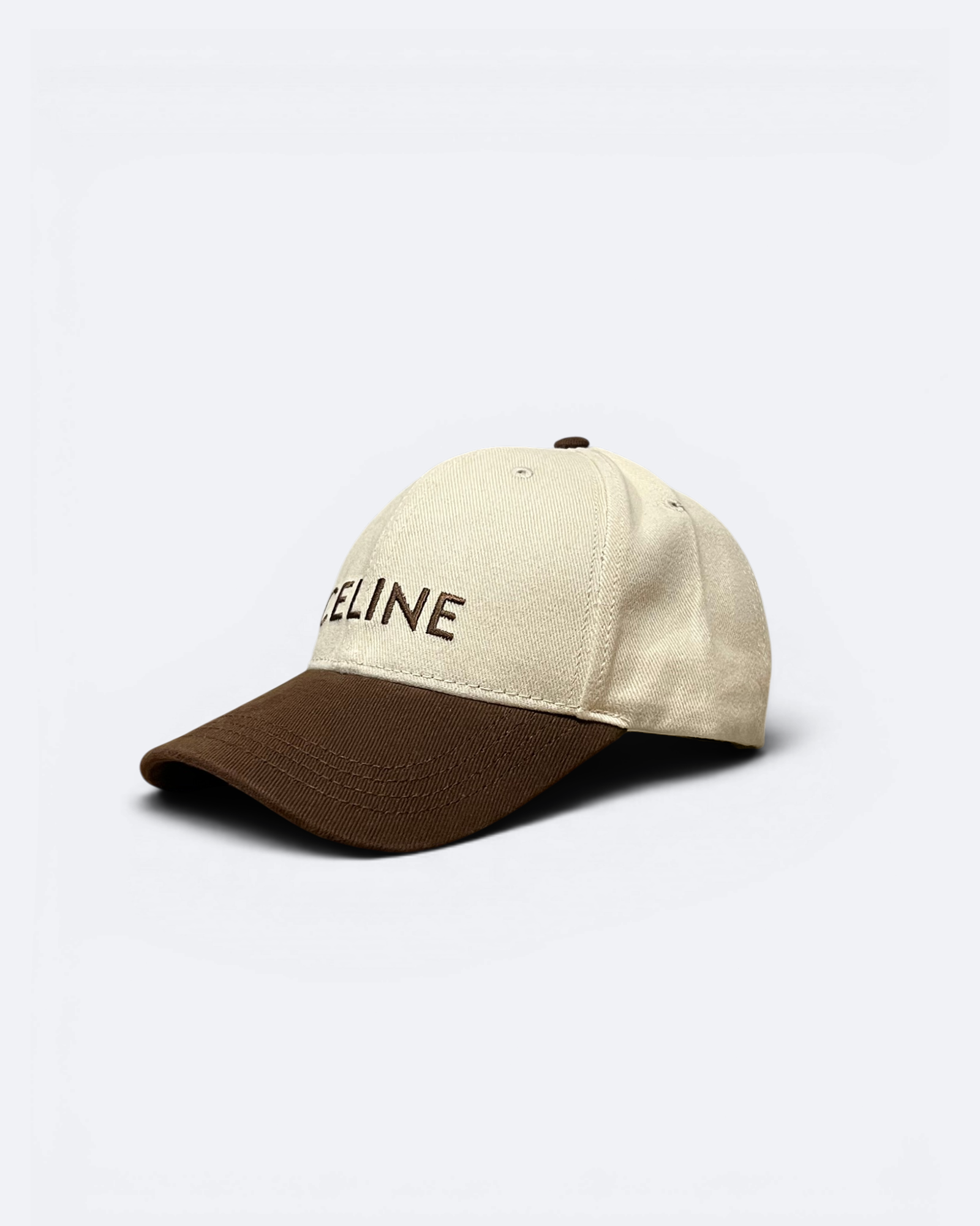 Celine - Logotype Embroidery Cap - Cream/Brown