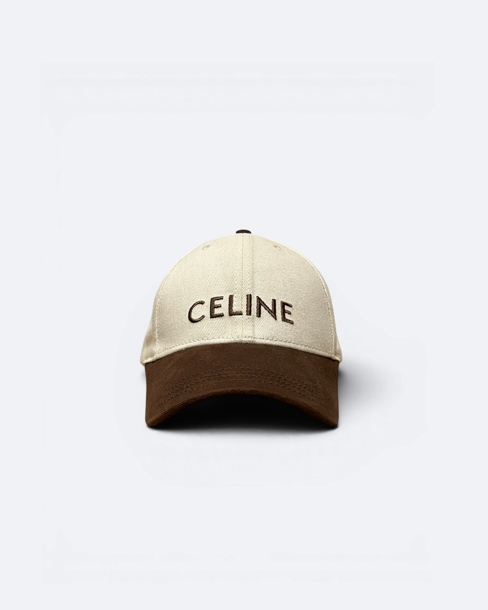 Celine - Logotype Embroidery Cap - Cream/Brown