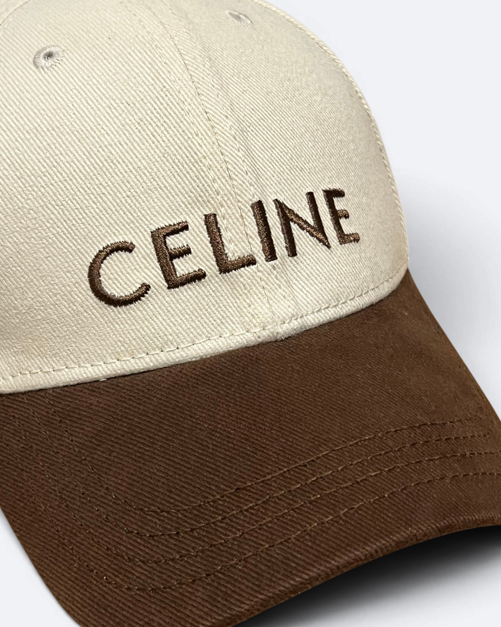Celine - Logotype Embroidery Cap - Cream/Brown