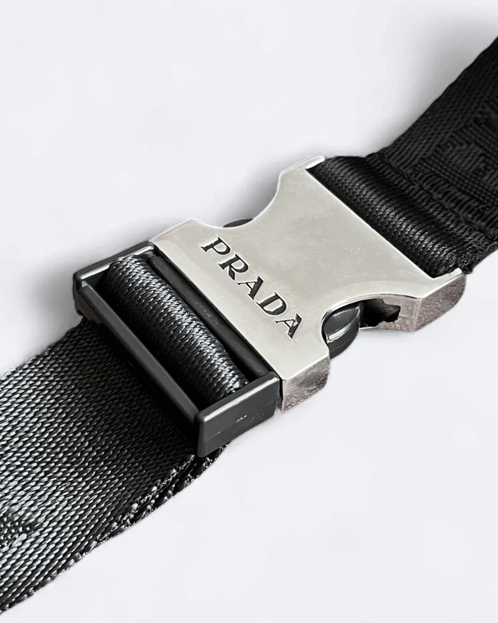 Prada - Metal Logo Crossbody Bag - Black