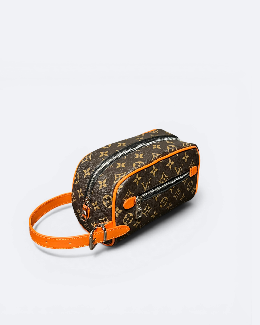 LVTN - Pattern Hand Pouch Bag - Brown/Orange