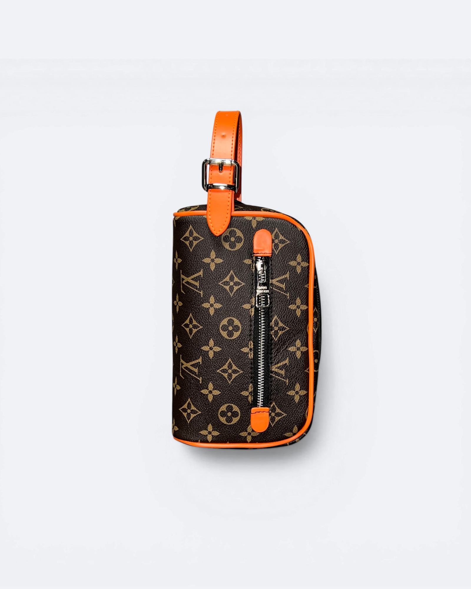 LVTN - Pattern Hand Pouch Bag - Brown/Orange