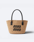 Miu Miu - Woven Bag - Natural Beige/Black