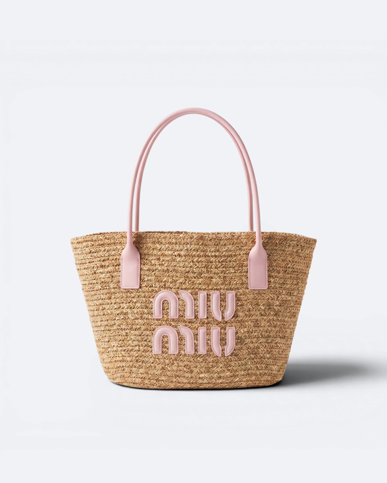 Miu Miu - Woven Bag - Natural Beige/Pink