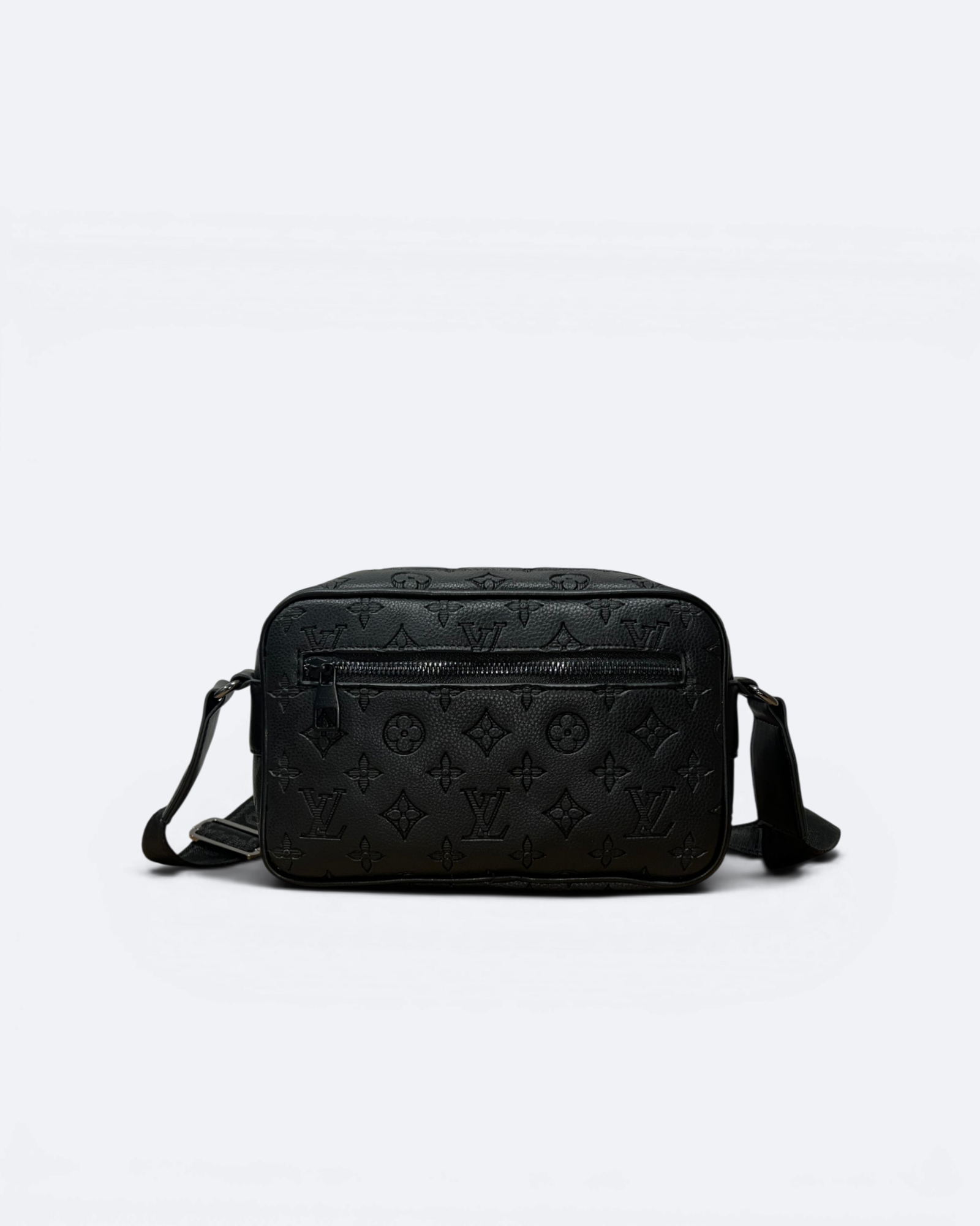LVTN - Zip Embossed Pattern Crossbody Bag - Black