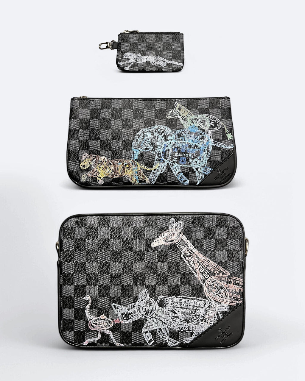 Louis Vuitton - Animal Passport Stamps Damier Trio Bags - Black
