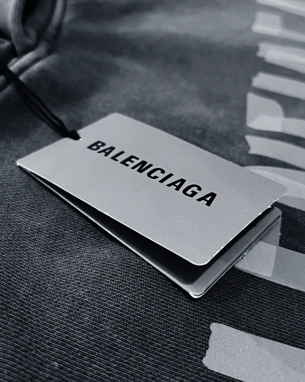 Balenciaga - Yellow Tape Distressed Hoodie - Washed Gray