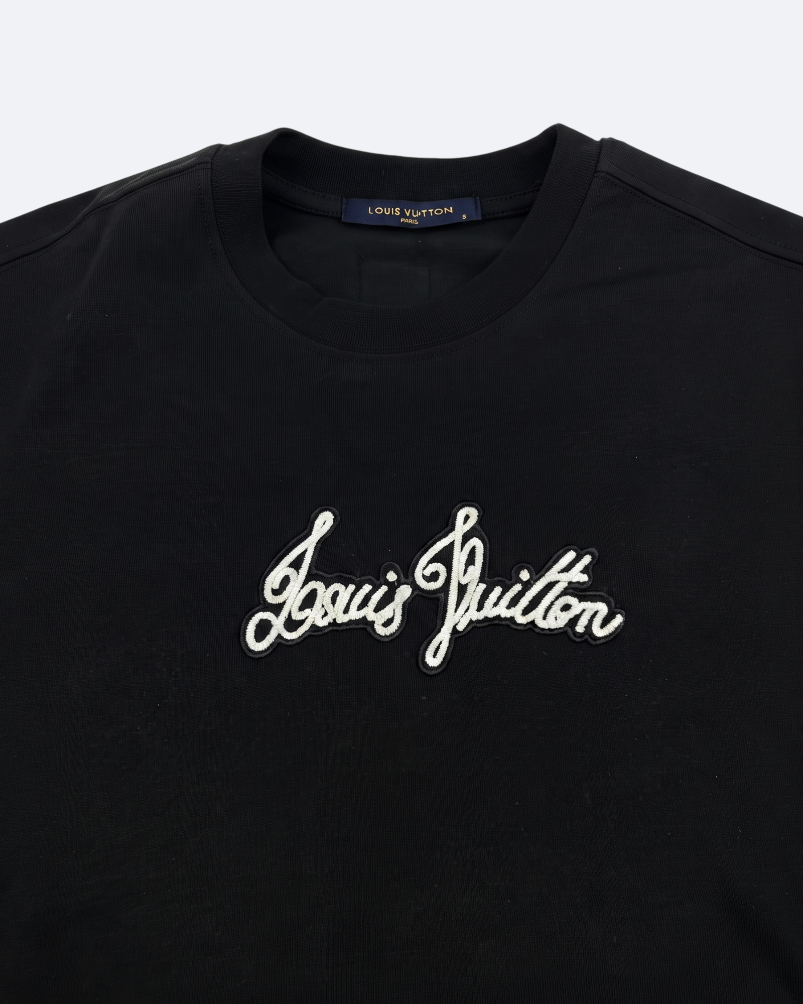 LVTN - Cursive Monogram Embroidery T-Shirt - Black