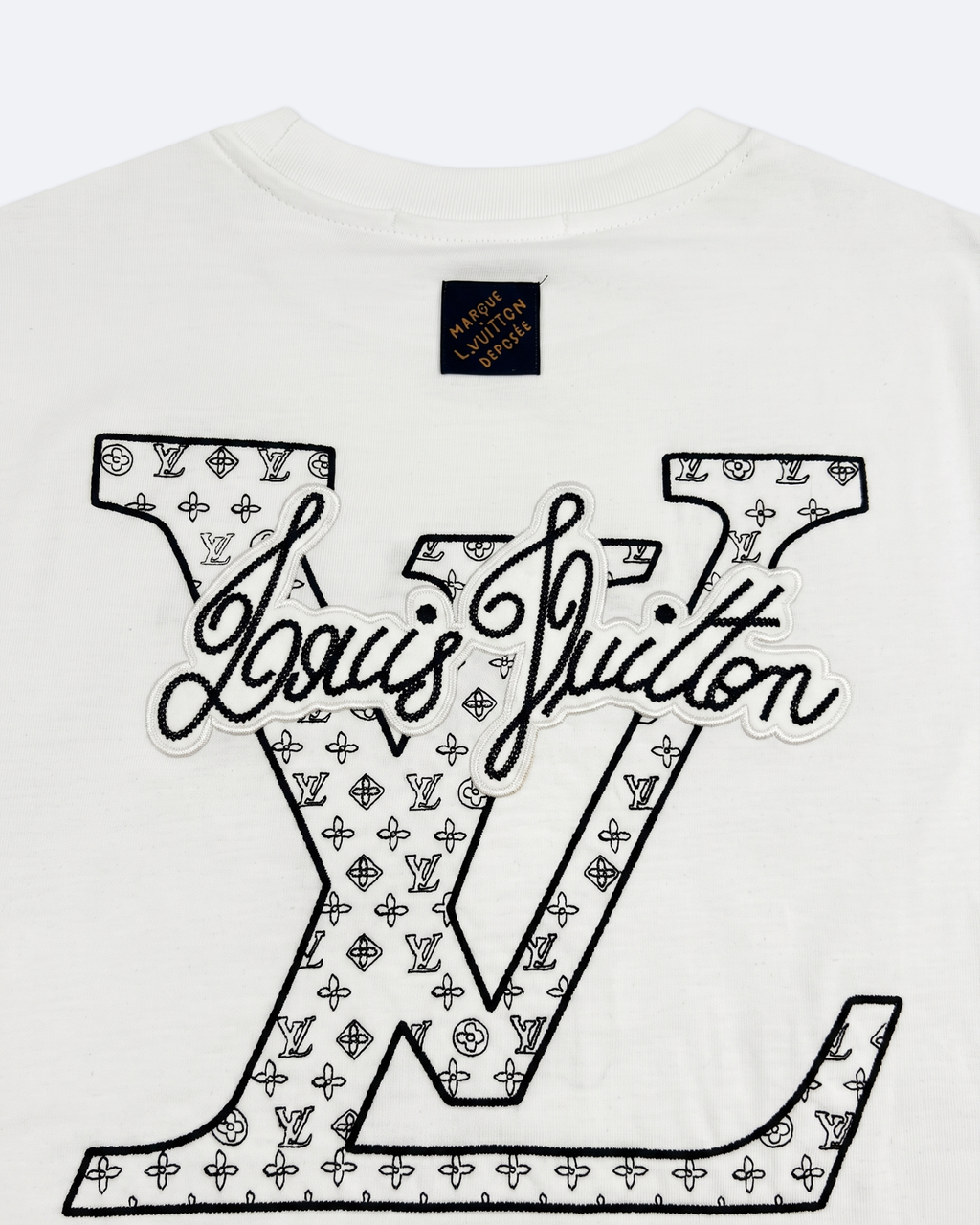 LVTN - Cursive Monogram Embroidery T-Shirt - White