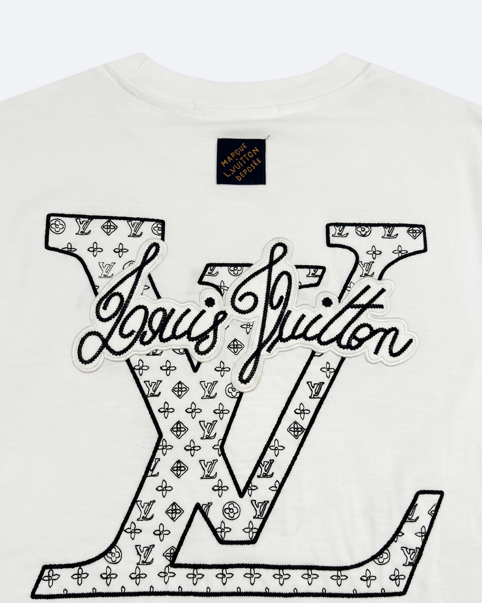 LVTN - Cursive Monogram Embroidery T-Shirt - White
