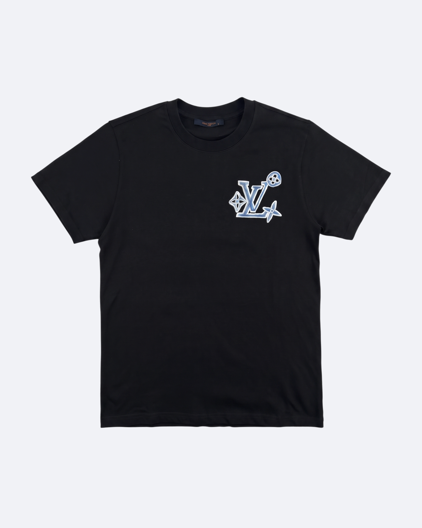 LVTN - Blue Monogram Embroidery T-Shirt - Black