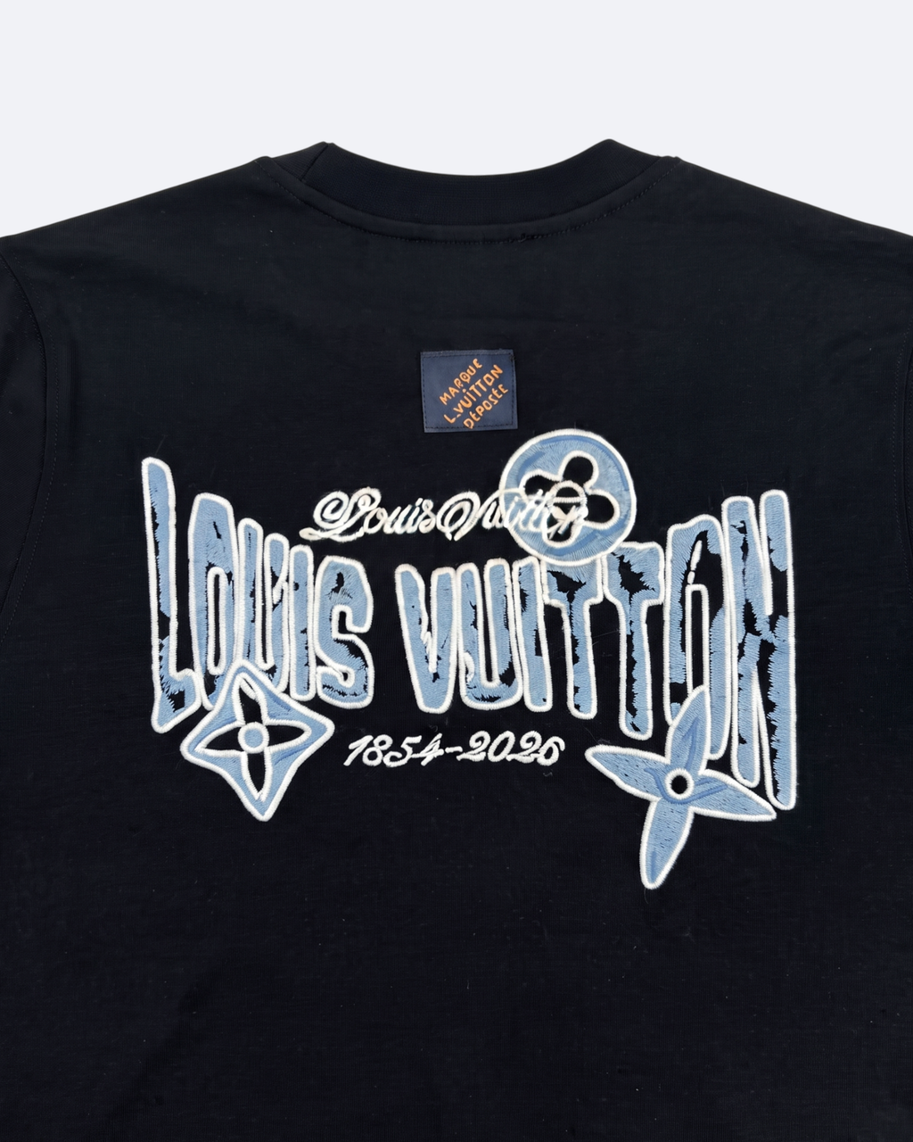 LVTN - Blue Monogram Embroidery T-Shirt - Black