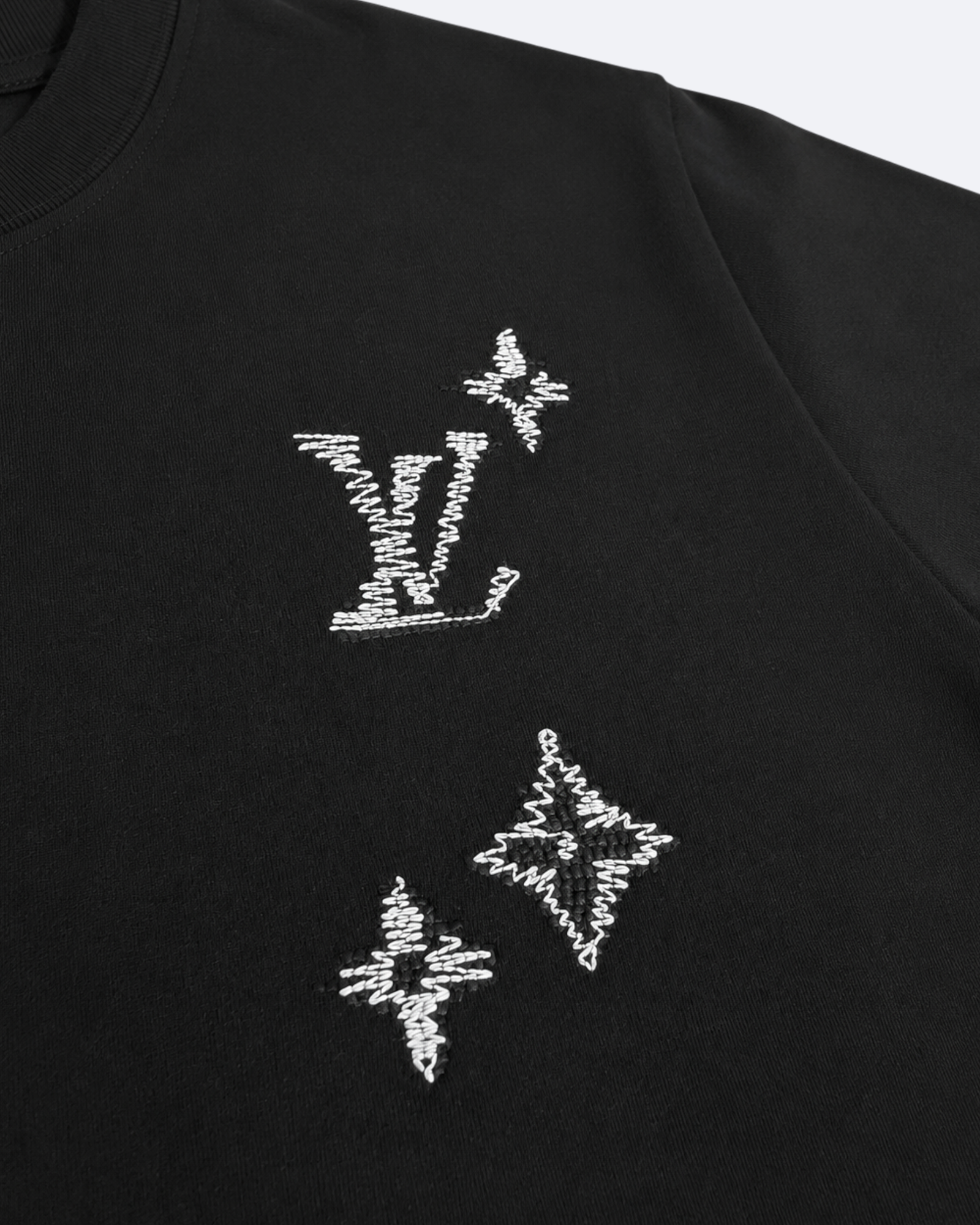 LVTN - Monogram Glitch Embroidery T-Shirt - Black
