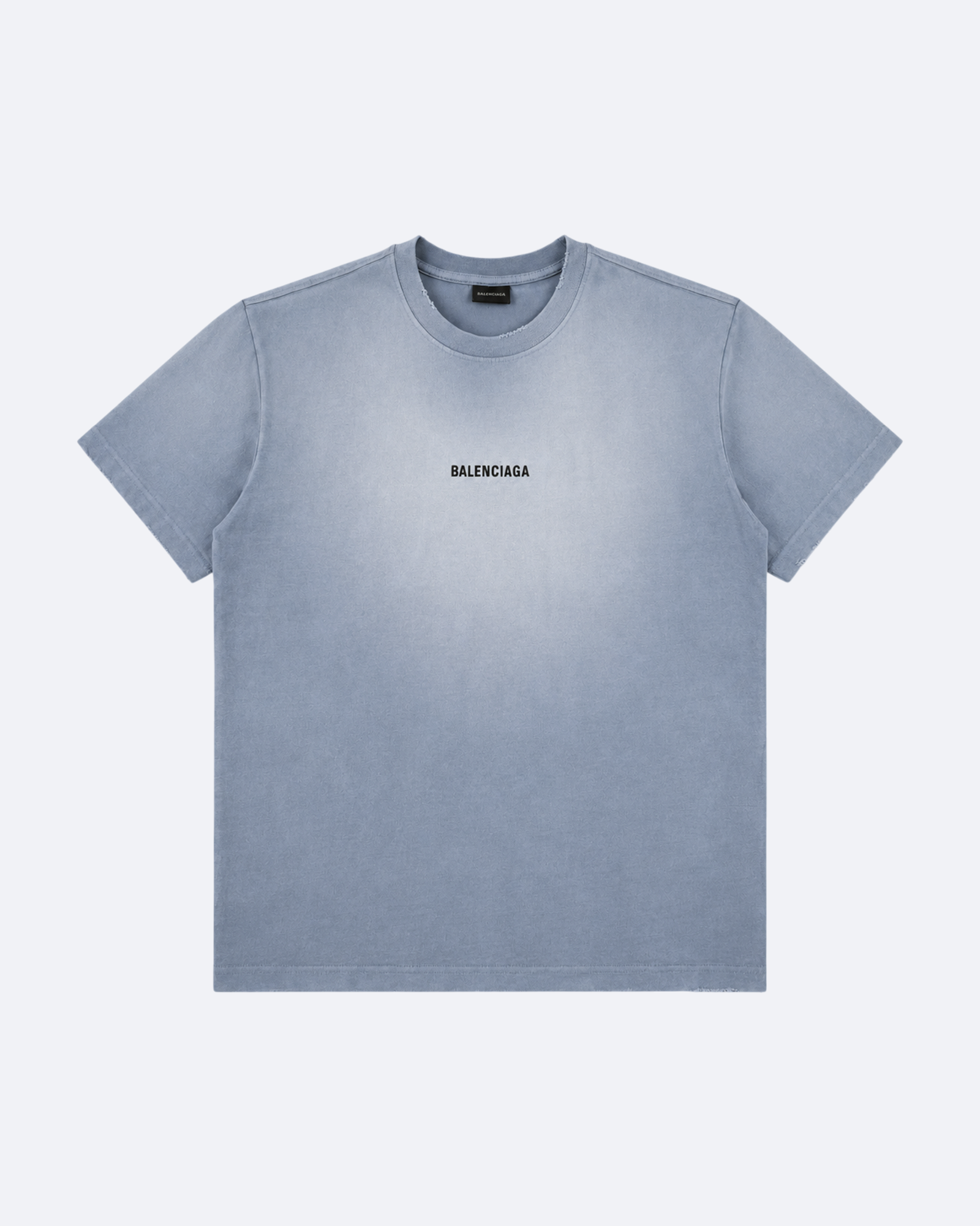 Balenciaga - Classic Logo Distressed T-Shirt - Light Blue