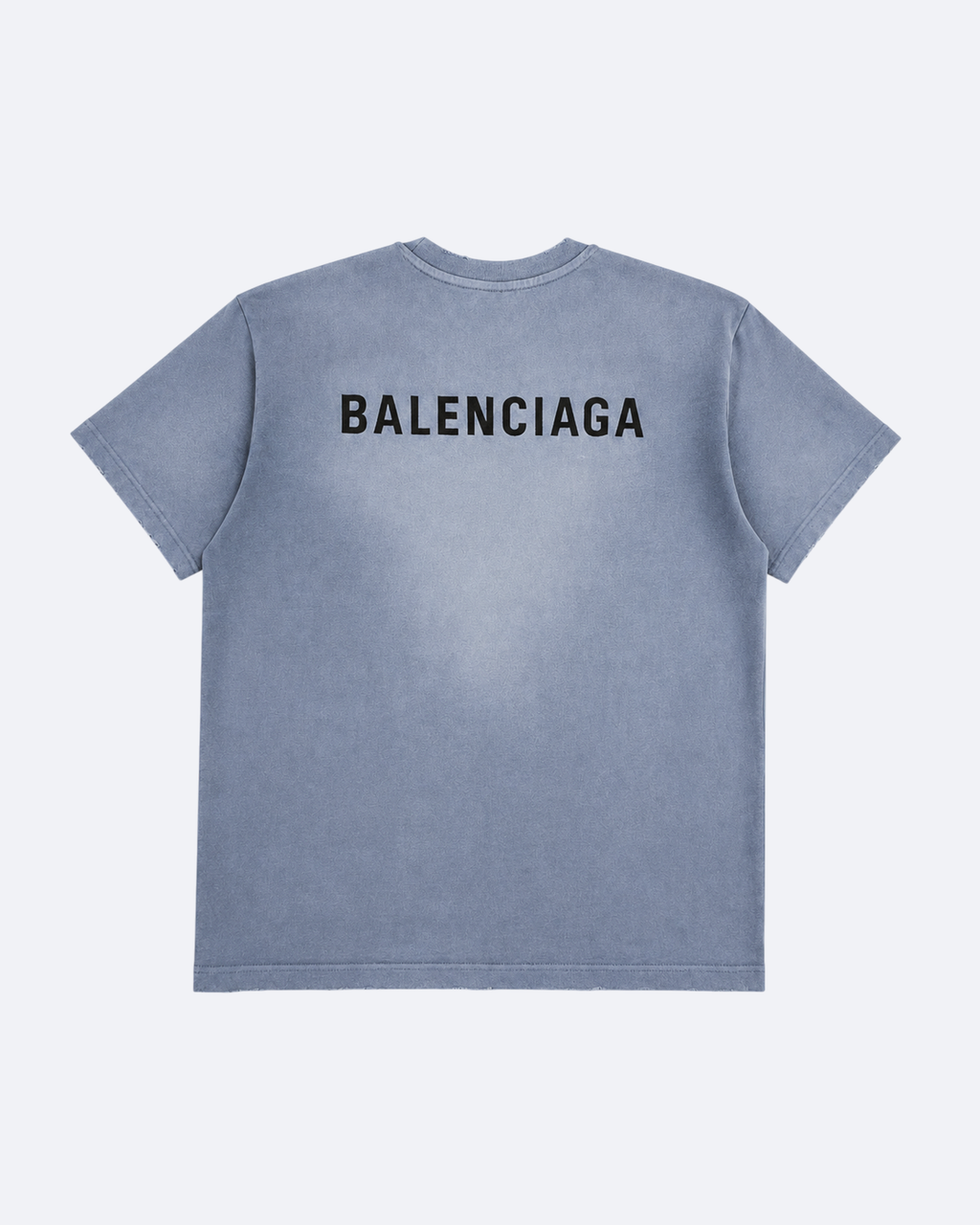 Balenciaga - Classic Logo Distressed T-Shirt - Light Blue