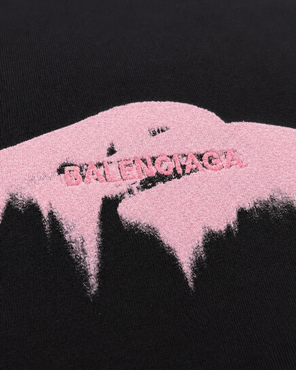 Balenciaga - Pink Brush Logo T-Shirt - Black