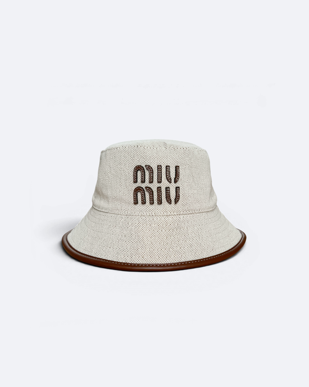 Miu Miu - Canvas and Leather Logo Bucket Hat - Beige