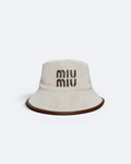 Miu Miu - Canvas and Leather Logo Bucket Hat - Beige