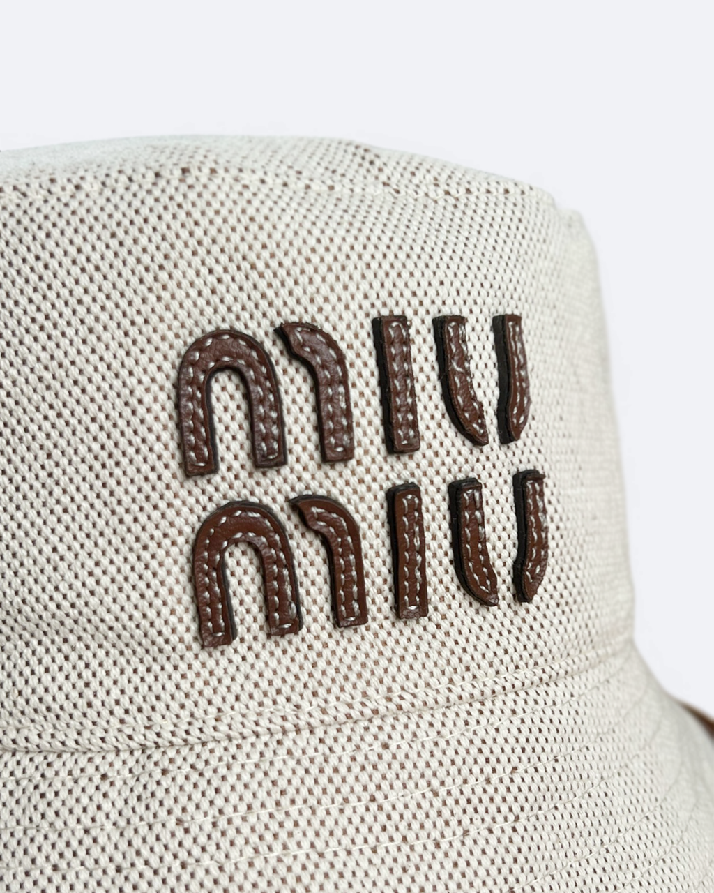 Miu Miu - Canvas and Leather Logo Bucket Hat - Beige
