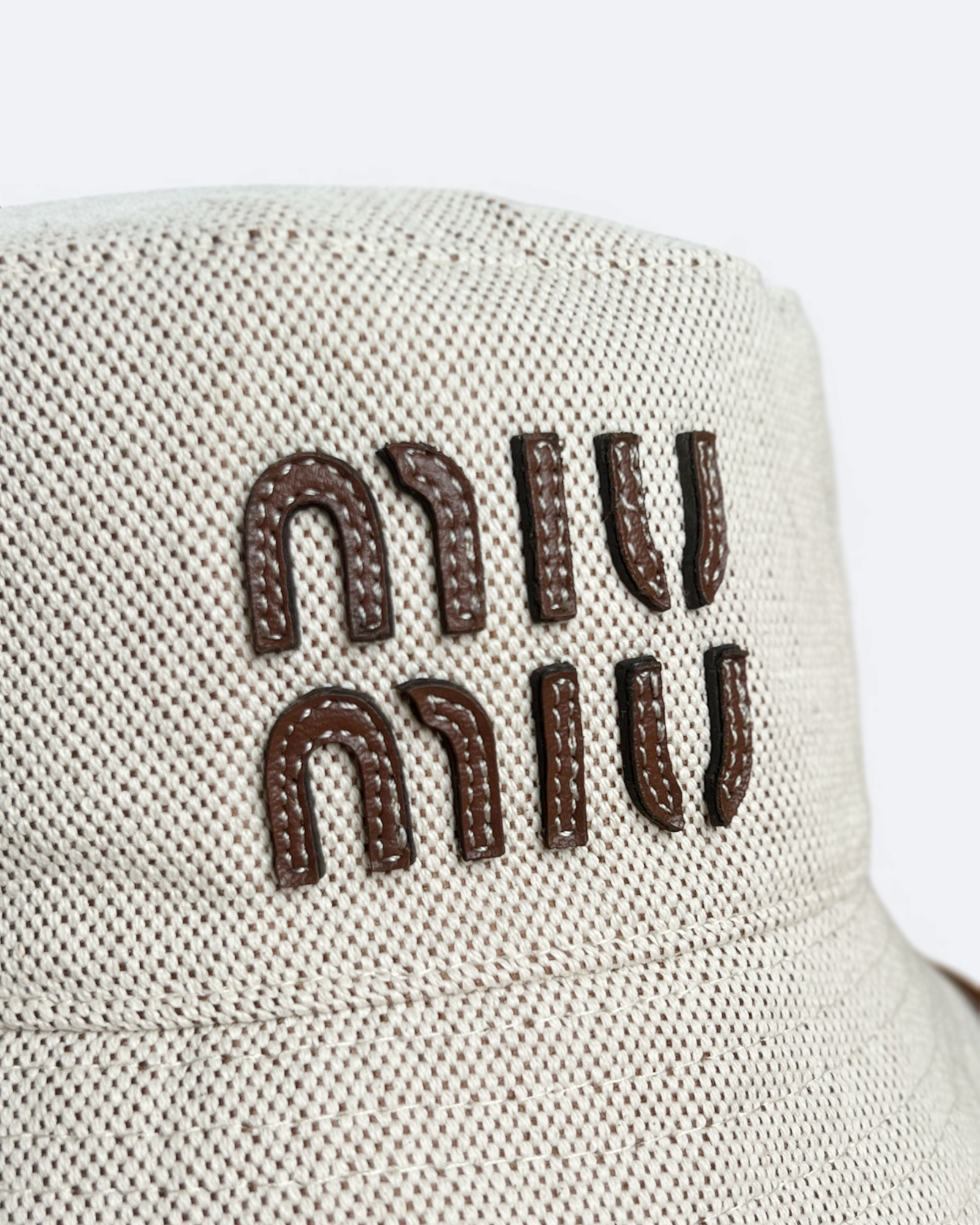 Miu Miu - Canvas and Leather Logo Bucket Hat - Beige