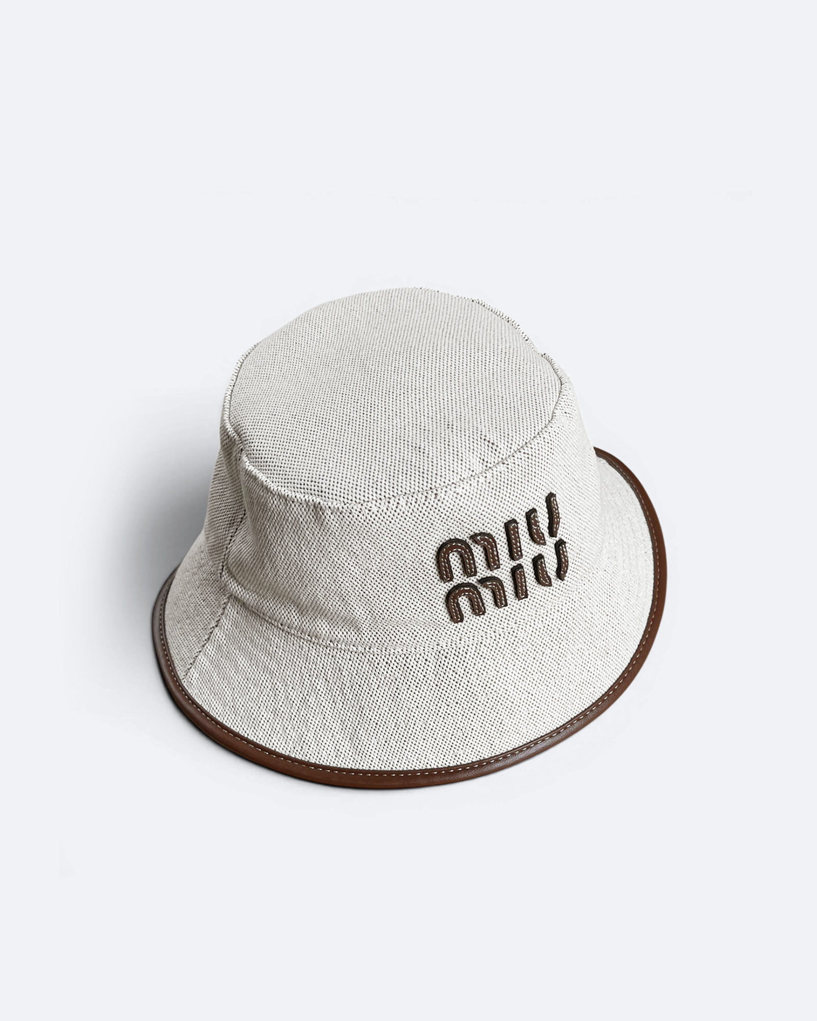 Miu Miu - Canvas and Leather Logo Bucket Hat - Beige