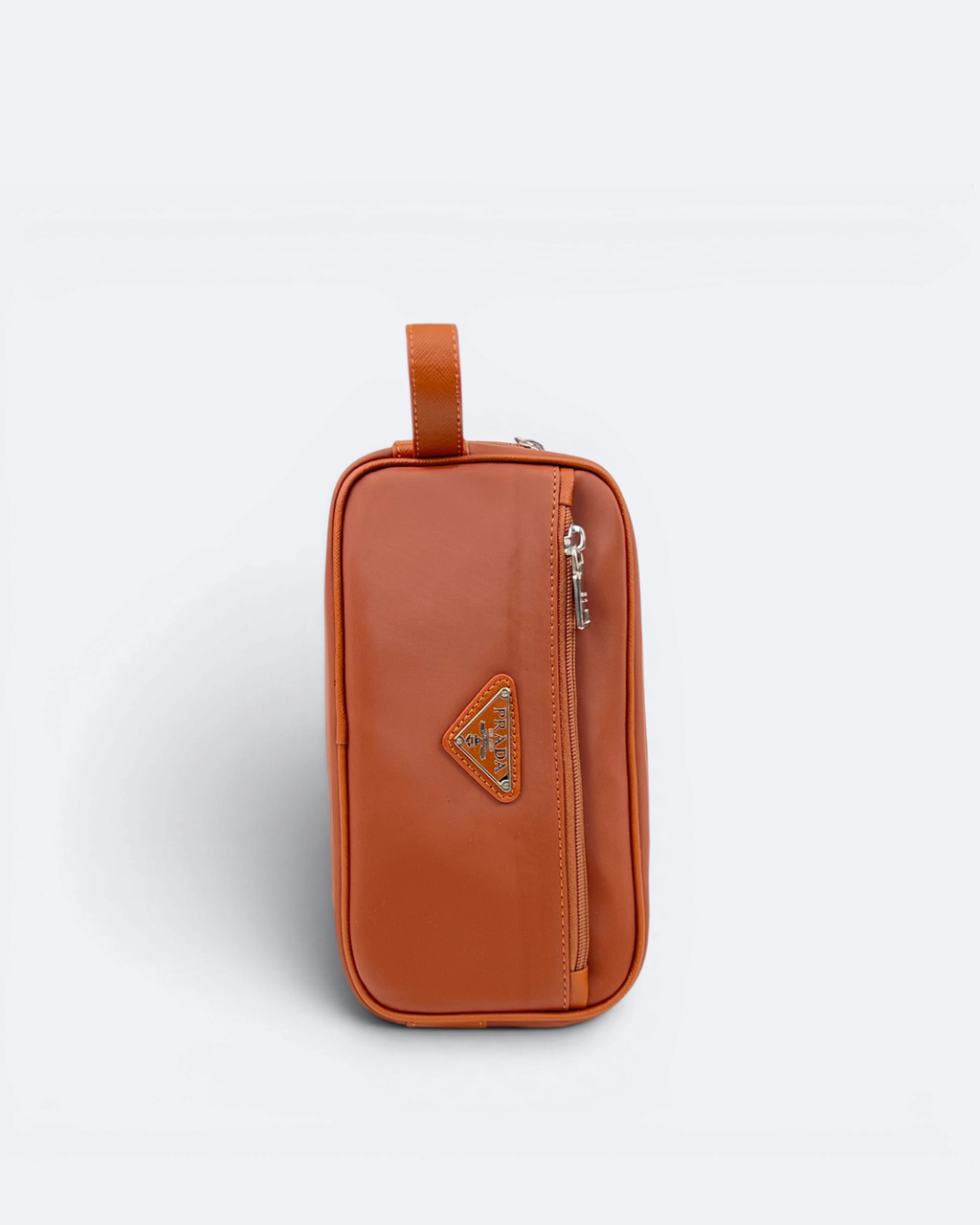 Prada - Logo Plate Hand Pouch Bag - Brown