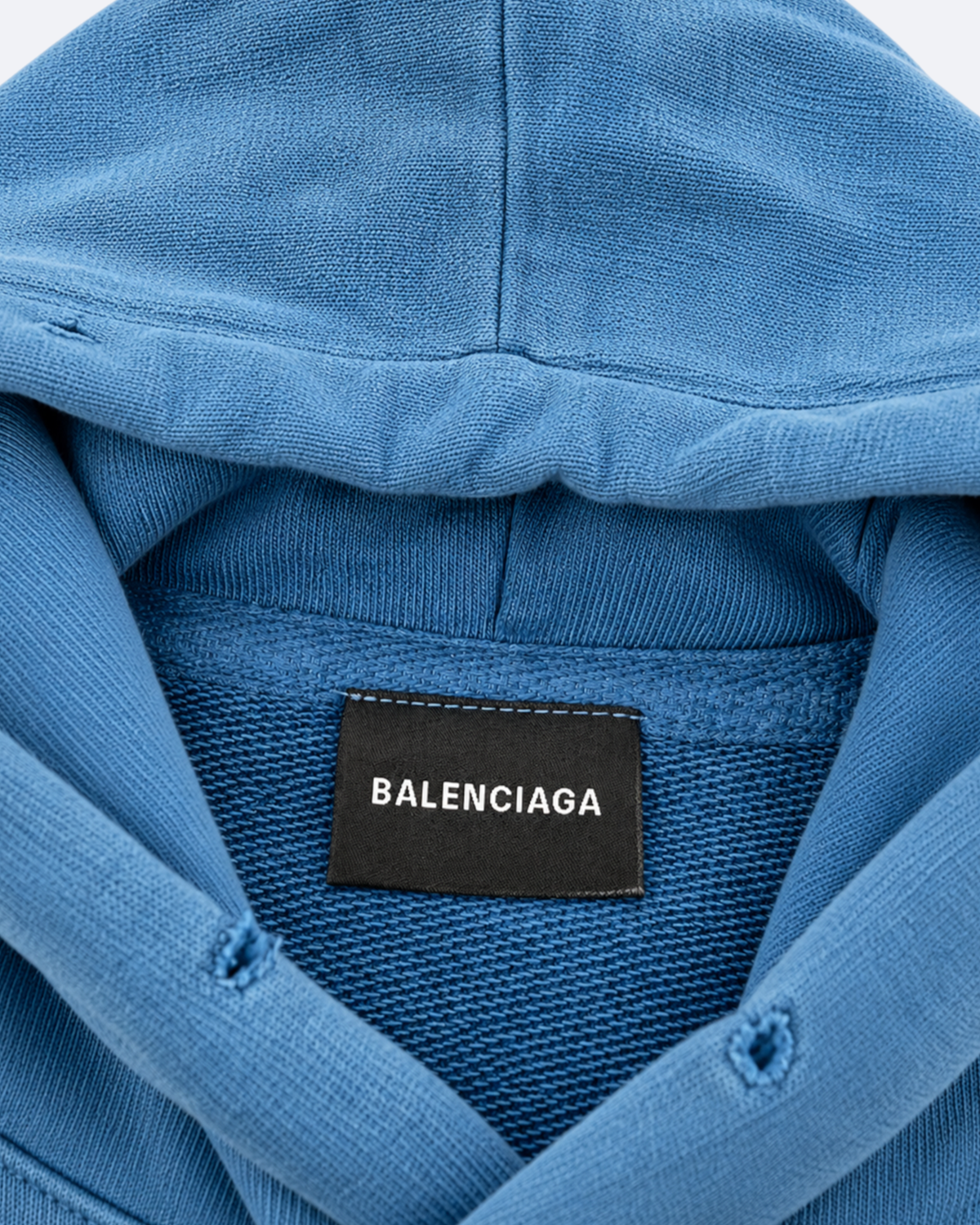 Balenciaga - Yellow Tape Logo Distressed Hoodie - Blue