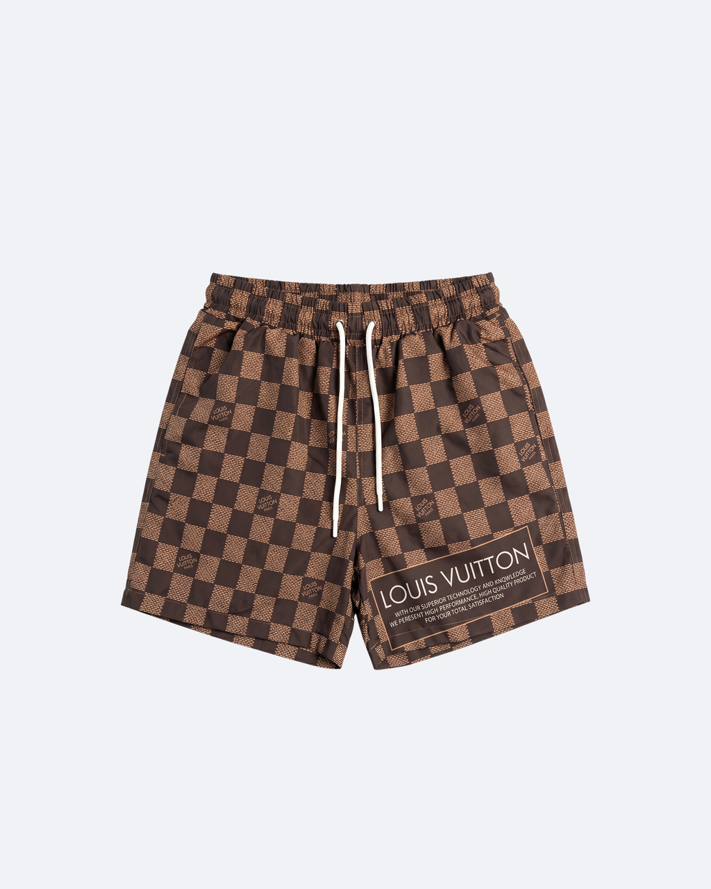 LVTN - Damier Pattern Swim Shorts - Brown