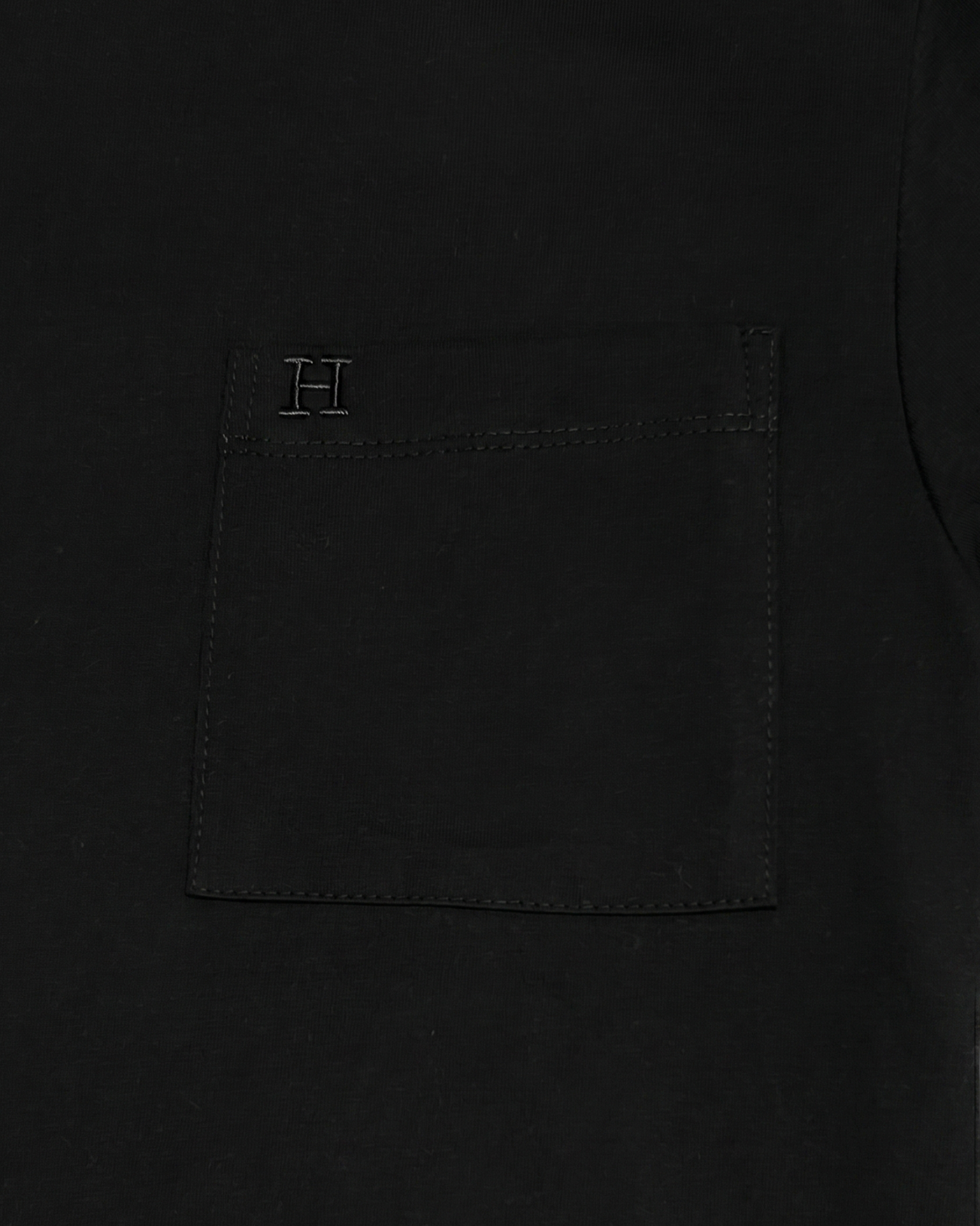 Hermes - Contrast Neckband Pocket T-Shirt - Black