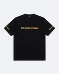 Balenciaga - Yellow Logo Embroidery T-Shirt - Black