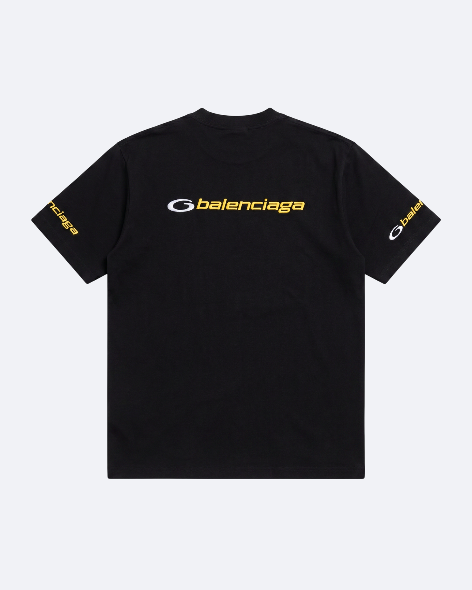 Balenciaga - Yellow Logo Embroidery T-Shirt - Black