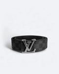 Louis Vuitton - Damier Black Pattern Belt - Silver